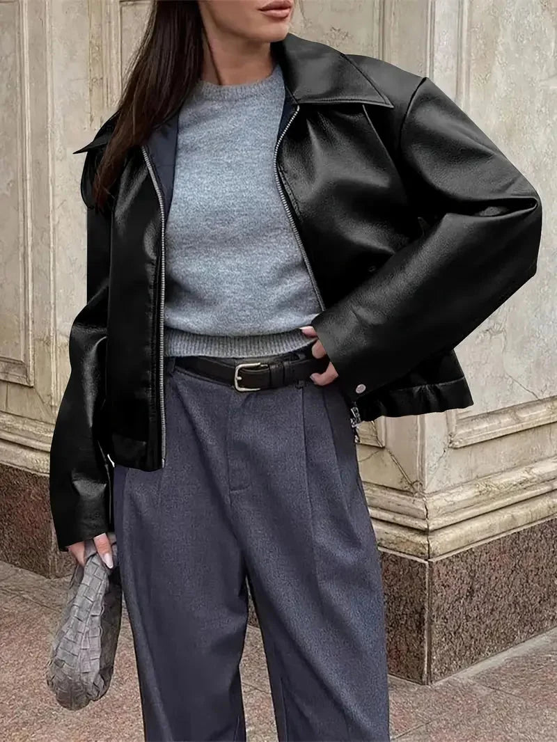 Burgundy Bomber Jacket Women - Oversized Zip Front — original product photo
