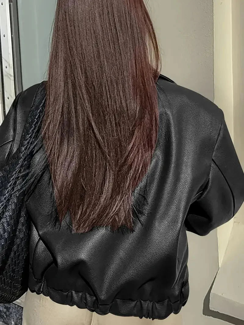 Burgundy Bomber Jacket Women - Oversized Zip Front — original product photo