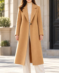 Camel Wool Coat Women - Reversible Single Button — first photo