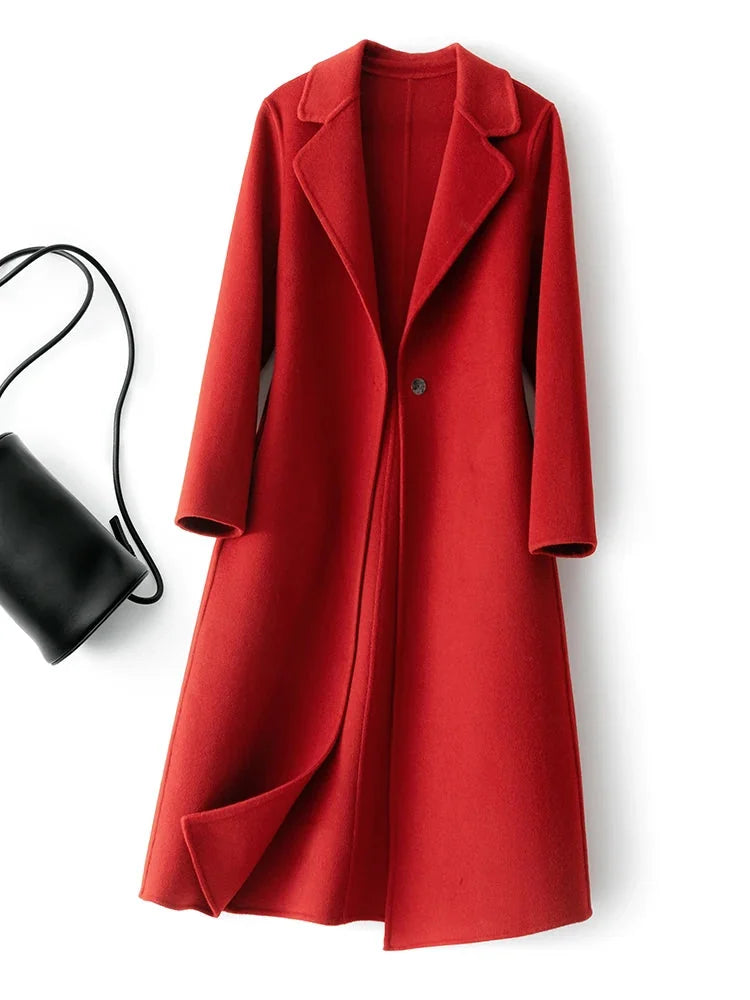 Camel Wool Coat Women - Reversible Single Button — original product photo