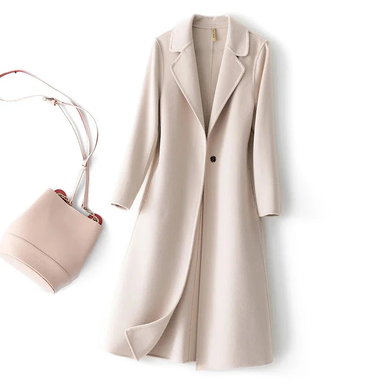 Camel Wool Coat Women - Reversible Single Button — original product photo