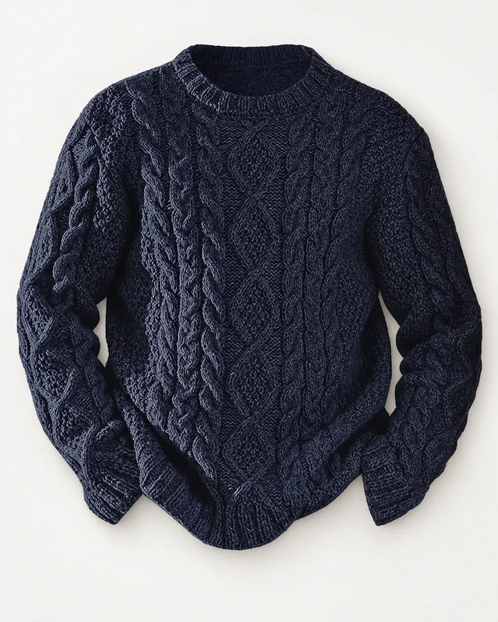 Cable Knit Sweater Women - Navy Crew Neck — first photo