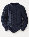 Cable Knit Sweater Women - Navy Crew Neck — first photo