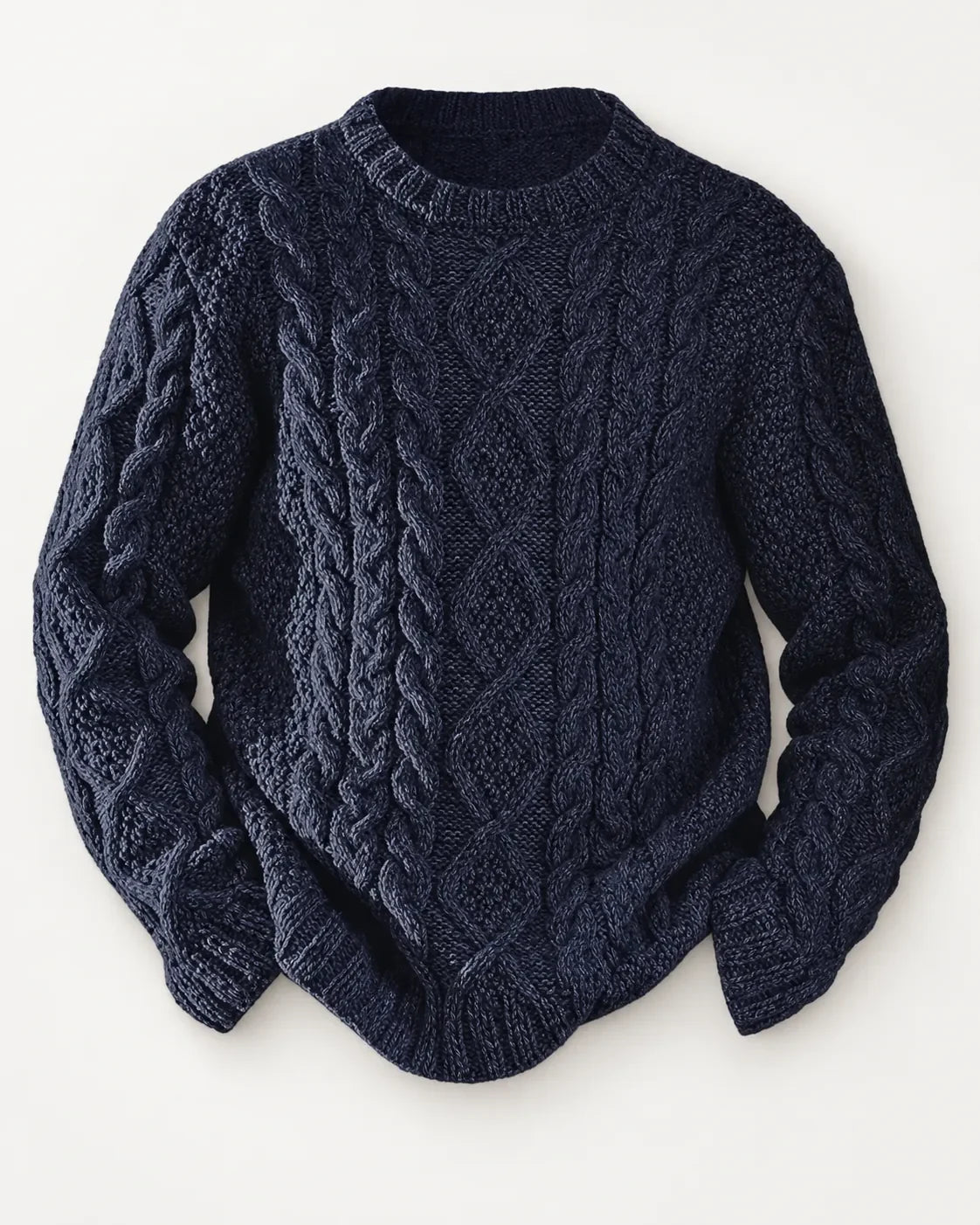 Cable Knit Sweater Women - Navy Crew Neck — first photo