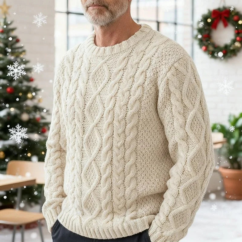 Cable Knit Sweater Women - Navy Crew Neck — original product photo