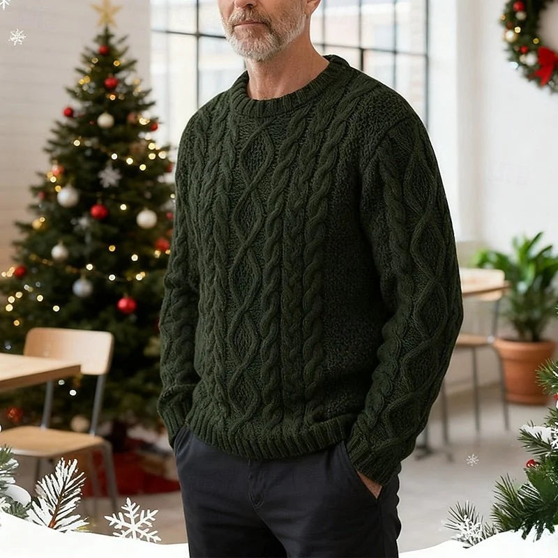 Cable Knit Sweater Women - Navy Crew Neck — original product photo