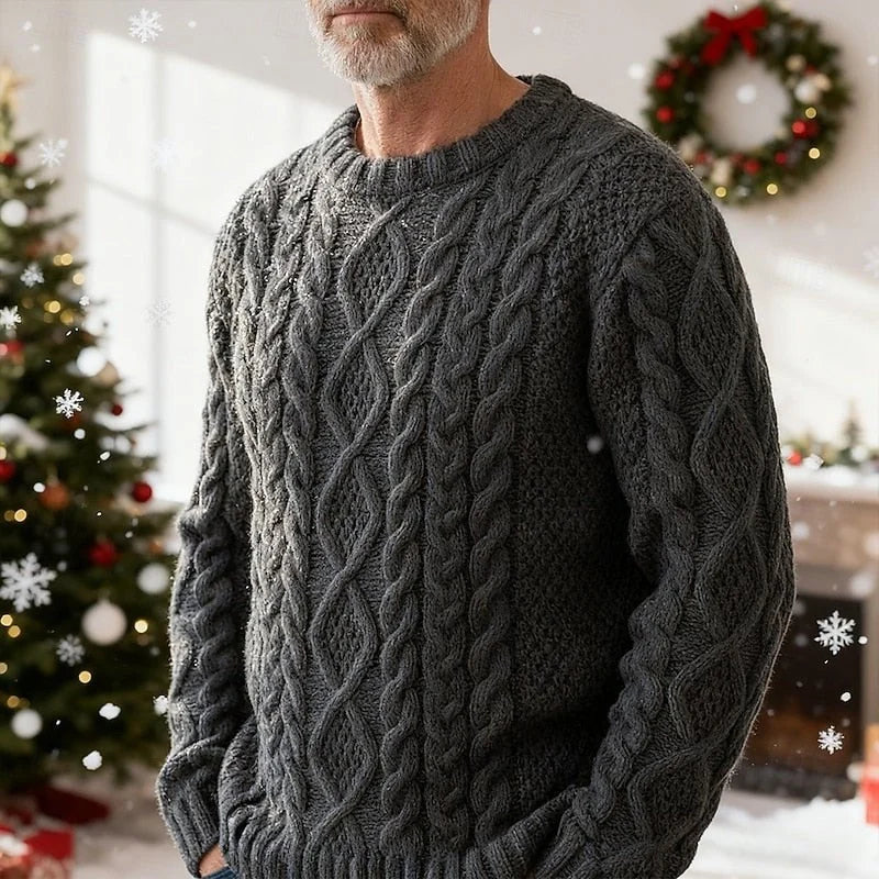 Cable Knit Sweater Women - Navy Crew Neck — original product photo