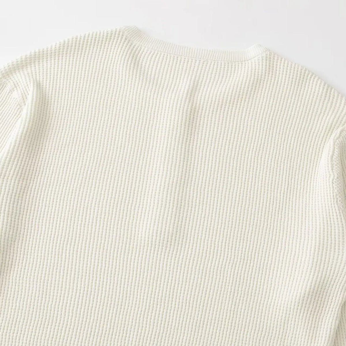 Cream Knit Henley Women - Waffle Knit Button Front — product view 4