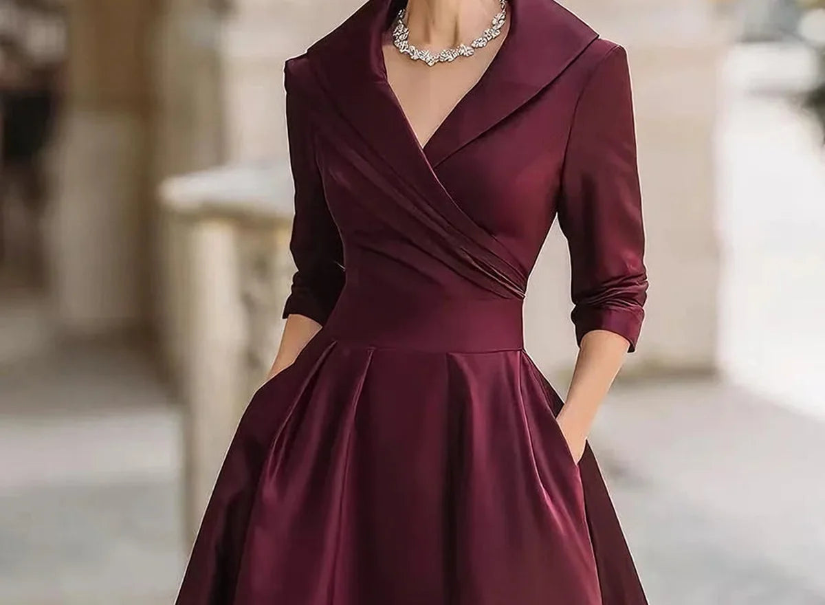 Liesel Cocktail Midi Dress for Women - Burgundy detail