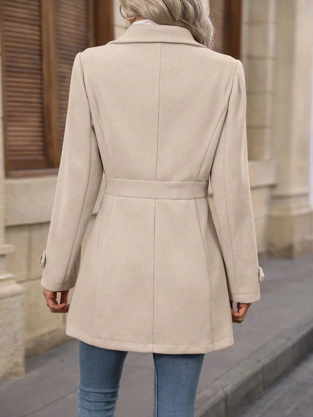 Trench Coat – Champagne Belted Button-Front